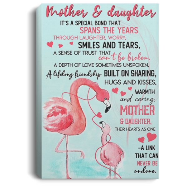 200813BB Mother And Daughter Flamingo Wrapped Framed Canvas Print - Perfect Birthday Christmas Gag Gift For Women 8x12 12x18 16x24