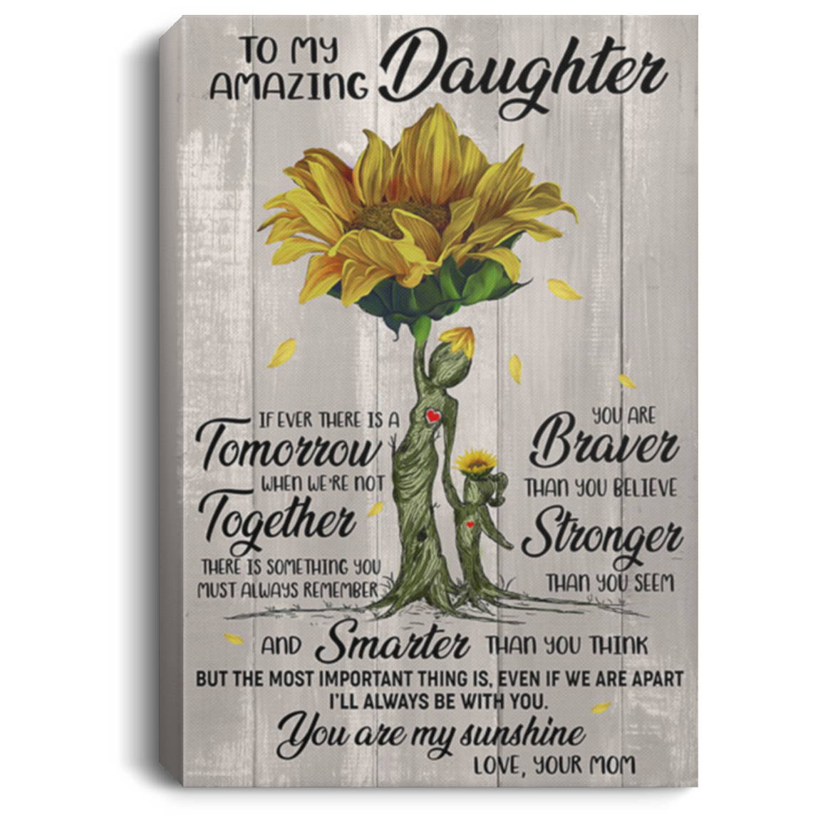 200813BB To My Amazing Daughter Sunflower Canvas Wall Art Print Perfect Birthday Great Gift Ideas Decoration 8x12 12x18 16x24