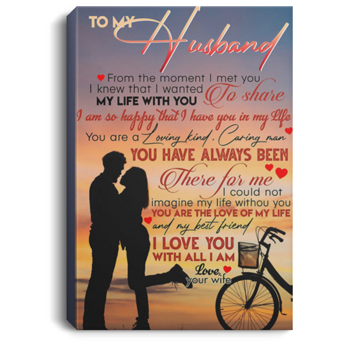 200813BB Family Inspirational Wall Art Canvas To My Husband From Wife Perfect Birthday Christmas Ideas Great Gift Decoration 8x12 12x18 16x24