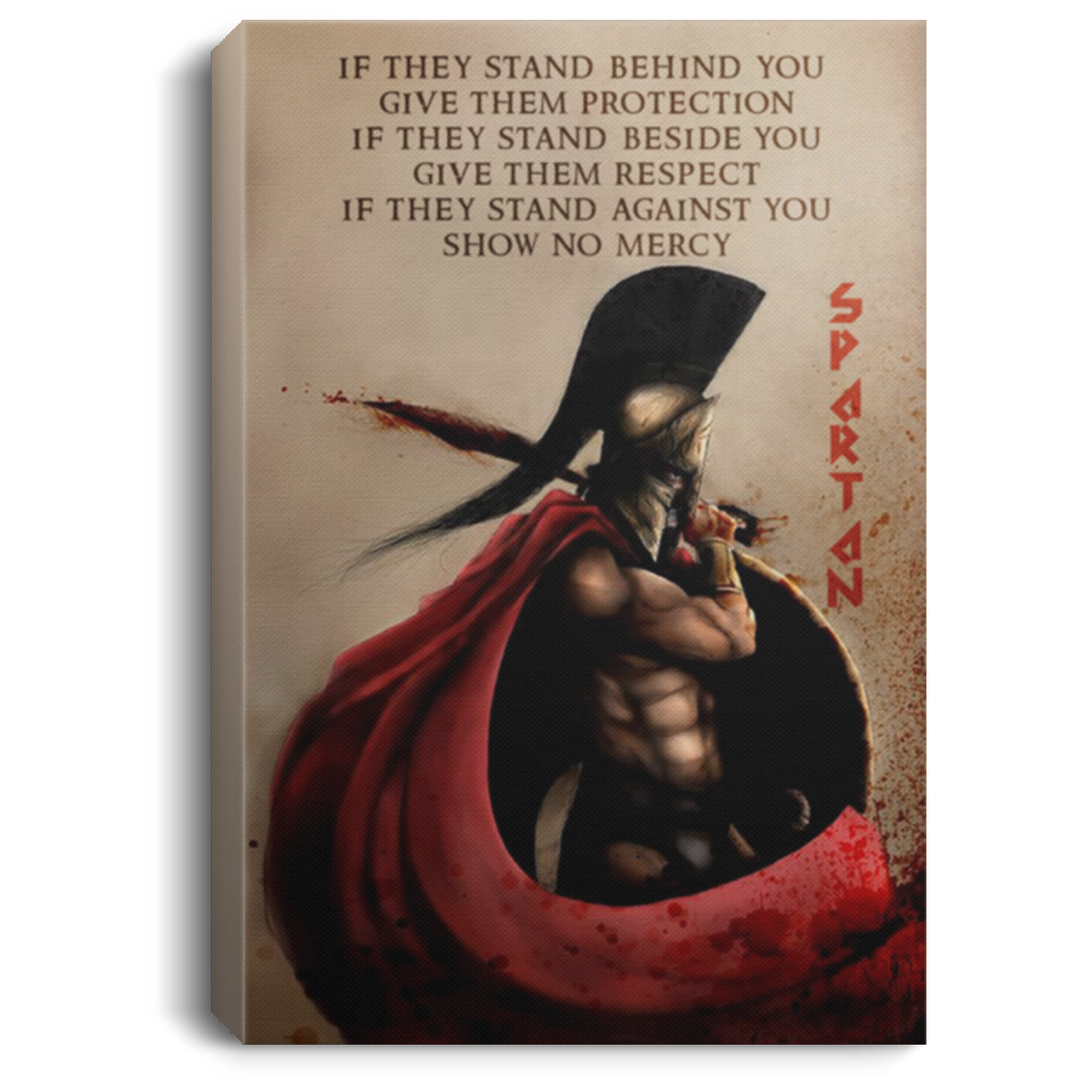AAA200704 Spartan Warrior Vintage Poster Canvas Wall Art If They Stand Beside You Give Them Respect 8x12 12x18 16x24