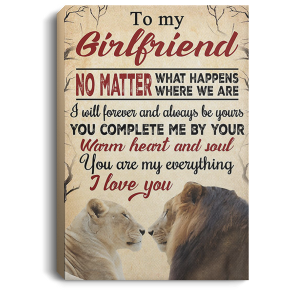 200813BB To My Girlfriend You Complete Me By Your Warm Heart And Soul From Boyfriend Lion Canvas Wall Art For Living Room Bedroom