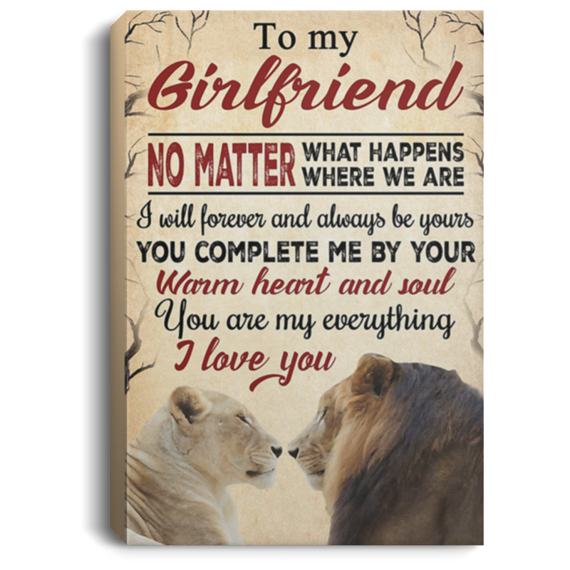 200813BB To My Girlfriend You Complete Me By Your Warm Heart And Soul From Boyfriend Lion Canvas Wall Art For Living Room Bedroom