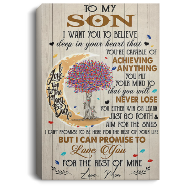 200813BB To My Son From Mom Wall Art Tree Canvas Home Awesome Birthday Christmas Ideas Great Gift Decoration 8x12 12x18 16x24