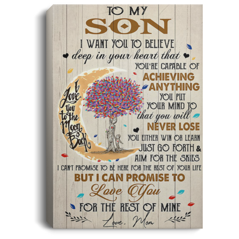 200813BB To My Son From Mom Wall Art Tree Canvas Home Awesome Birthday Christmas Ideas Great Gift Decoration 8x12 12x18 16x24