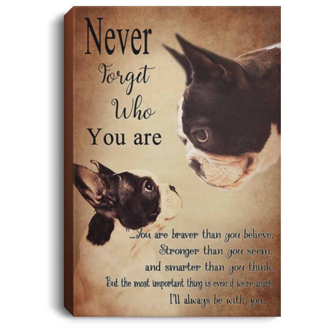 200825G Canvas Art Wall Decor Boston Terrier Dogs Never Forget Who You Are Quote Posters Canvas Wrapped Ready To Hang 8x12 12x18 16x24