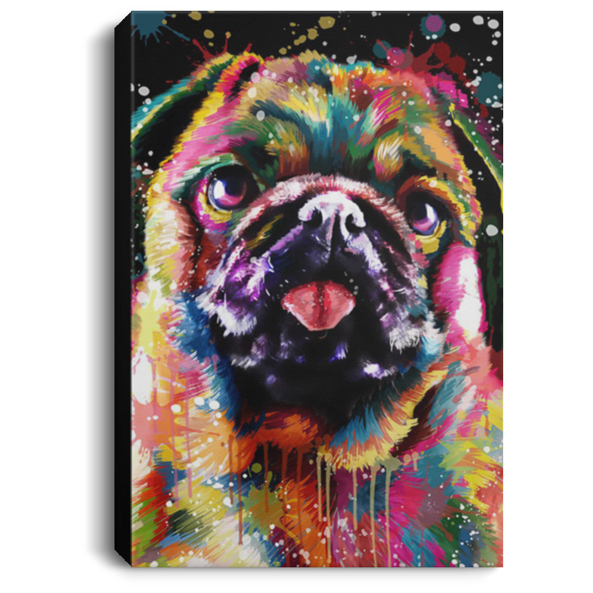 200822H Canvas Wall Art Office Pug Dog Water Colorful Canvas Wall Art For Living Room Bedroom Wrapped Ready To Hang 8x12 12x18 16x24