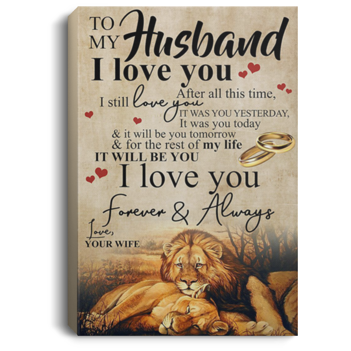 200813BB To My Husband Lion Vintage Poster Canvas Wall Art After All This Time I Still Love You Poster Gift From Wife 8x12 12x18 16x24
