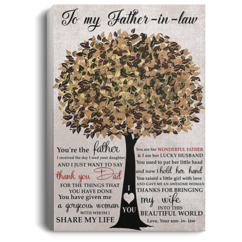 200813BB To My Father In Law Love Son In Law Tree Wall Art Canvas Posters Perfect Birthday Ideas Great Gift Decoration 8x12 12x18 16x24