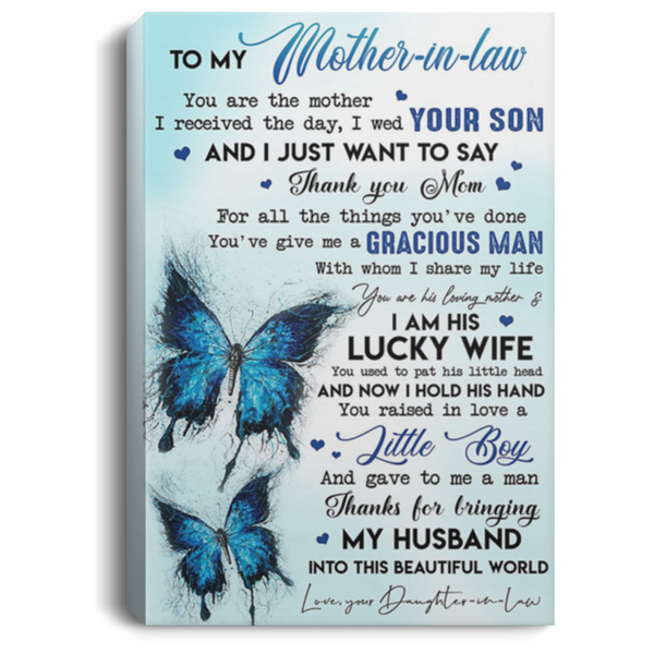 200813BB To My Mother In Law Butterfly Wrapped Framed Canvas Poster Awesome Birthday Christmas Ideas Great Gift Decoration 8x12 12x18 16x24