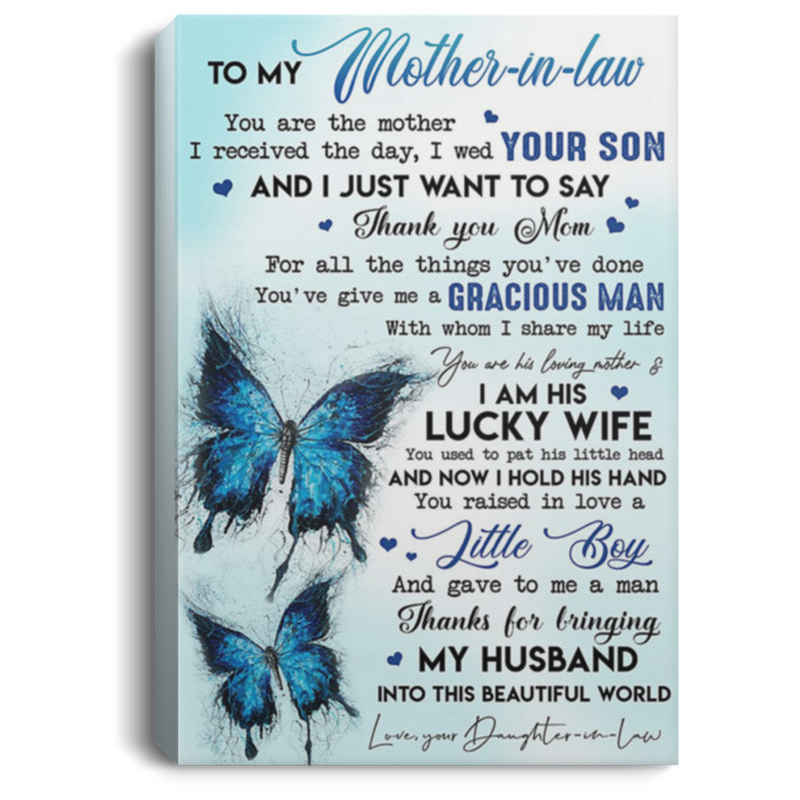 200813BB To My Mother In Law Butterfly Wrapped Framed Canvas Poster Awesome Birthday Christmas Ideas Great Gift Decoration 8x12 12x18 16x24