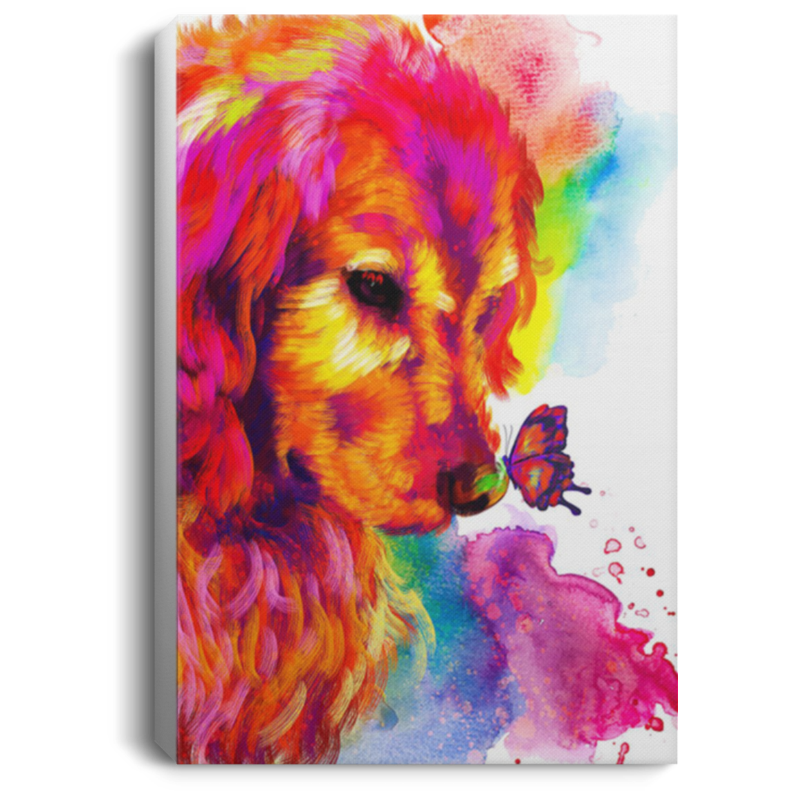 200825G Golden Retriever Butterfly Full Color Dog Canvas Wall Decor For Bedroom Living Room Office Wrapped Ready To Hang 8x12 12x18 16x24