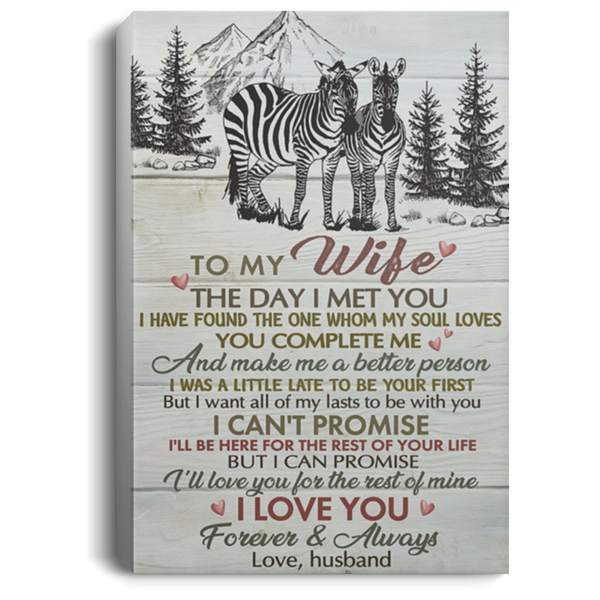 200813BB To My Wife Zebra Family Canvas Art Wall Décor - You Complete Me And Make Me A Better Person Poster Gift From Husband