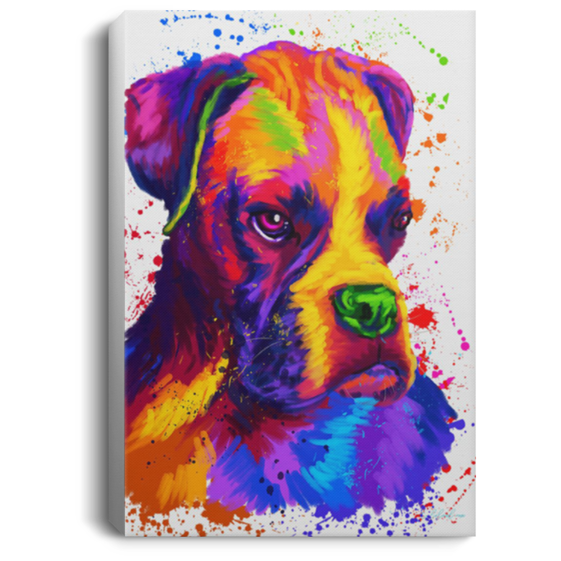 200822H Canvas Posters For Walls Boxer Dog Water Colorful Print Picture Wrapped Ready To Hang 8x12 12x18 16x24