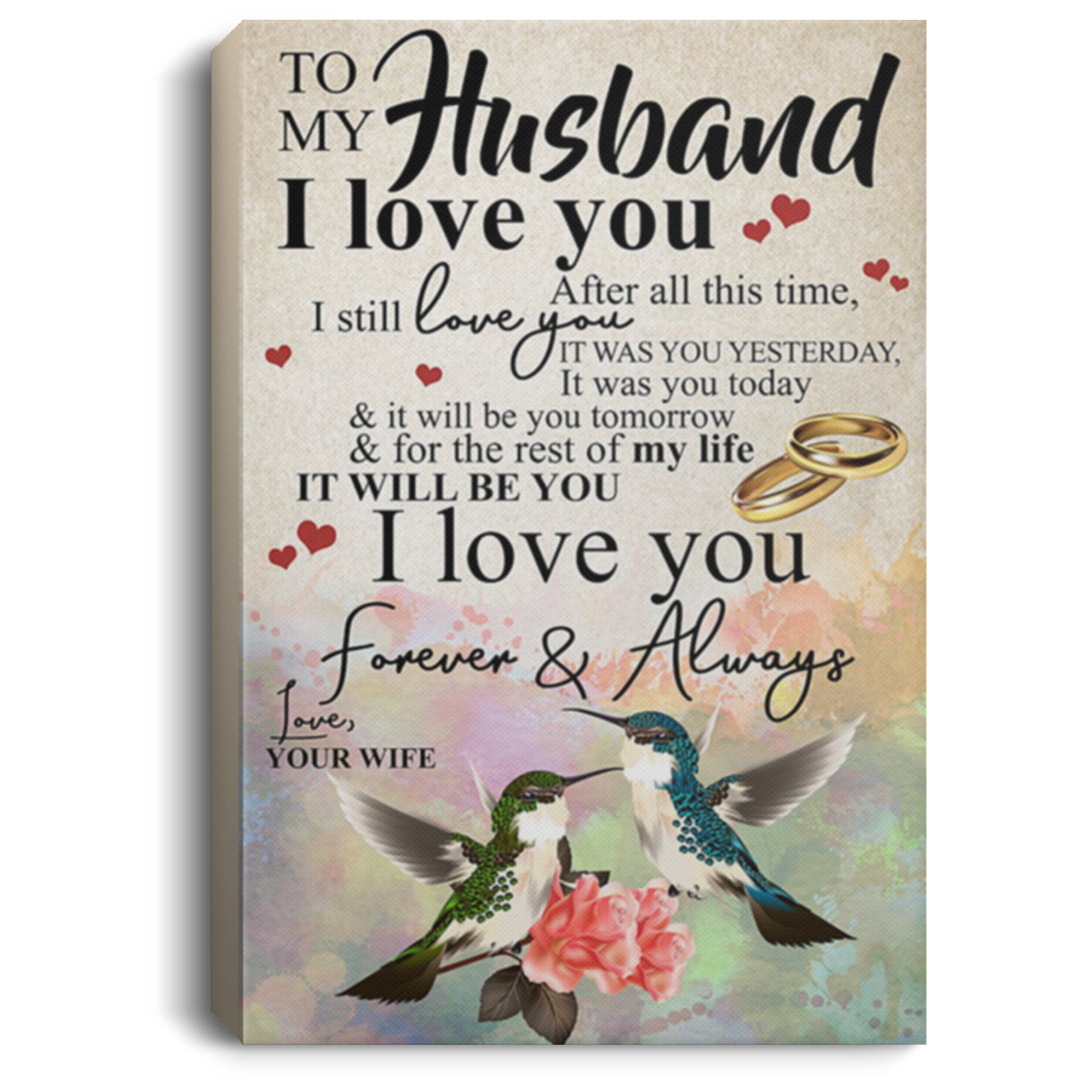 200813BB To My Husband Humming Bird Canvas Wall Art For Living Room Bedroom - After All This Time I Still Love You Poster Gift From Wife