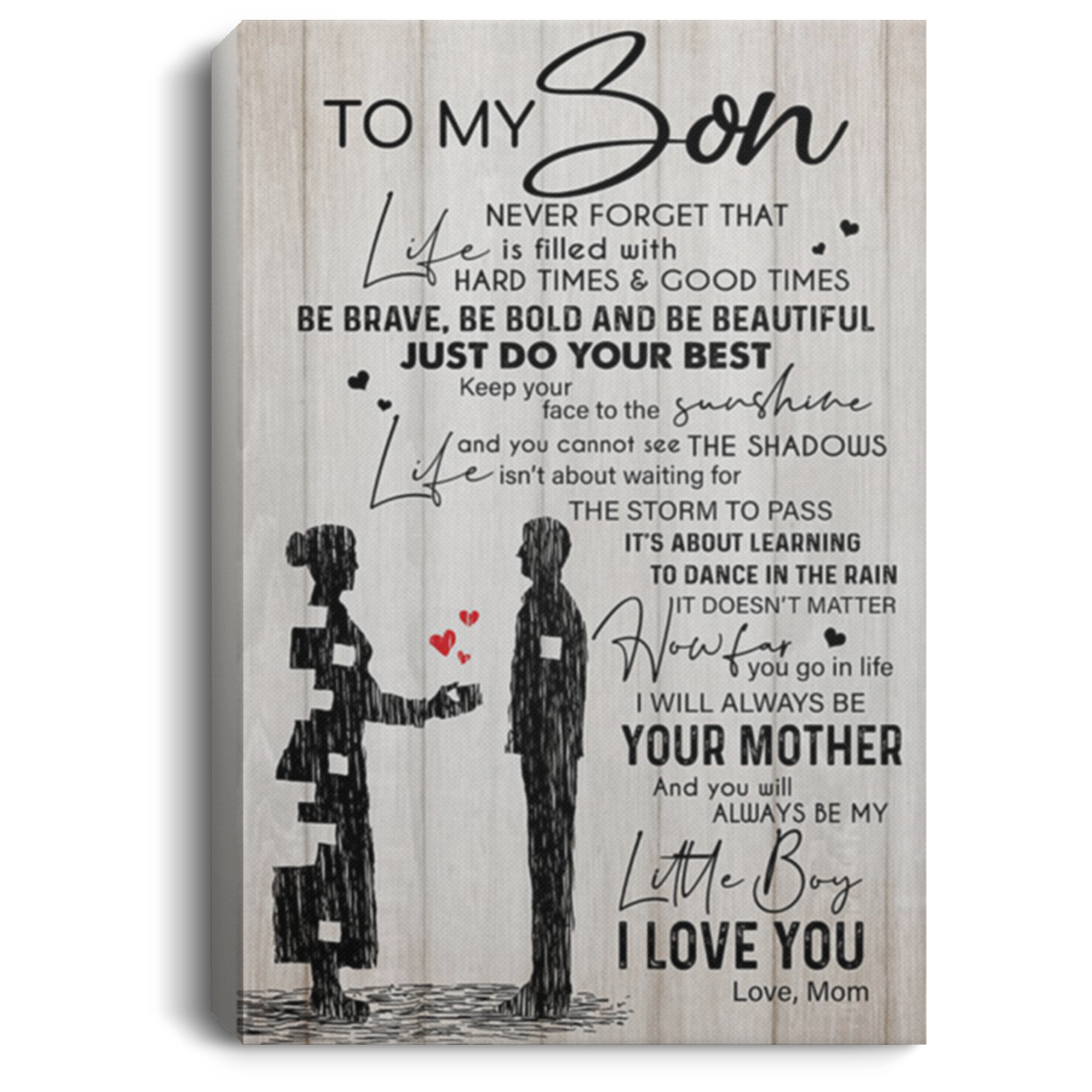 200813BB To My Son From Mom Canvas Framed Wood Perfect Birthday Christmas Ideas Great Gift Decoration 8x12 12x18 16x24