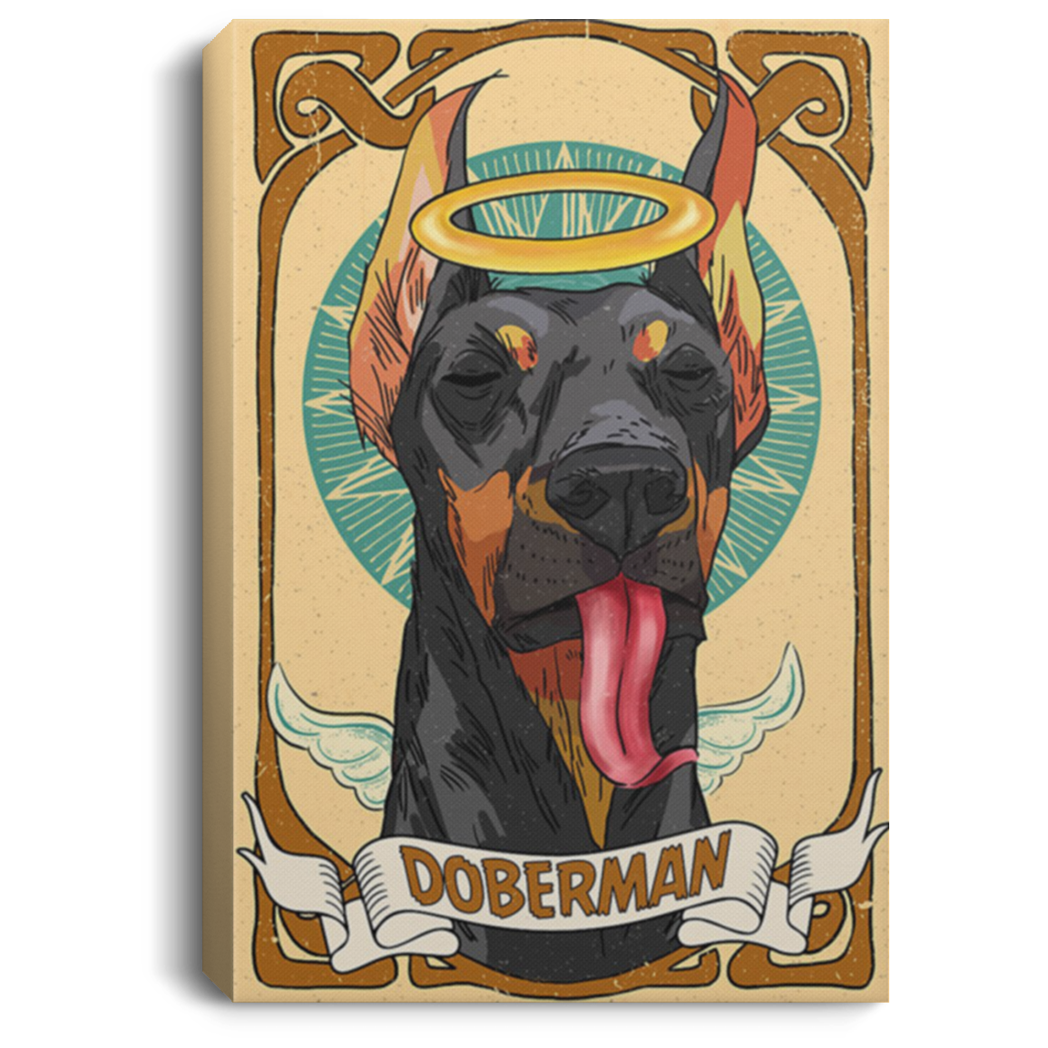 200825G Angel Doberman Dog Canvas Wall Art Picture Wrapped Ready To Hang 8x12 12x18 16x24