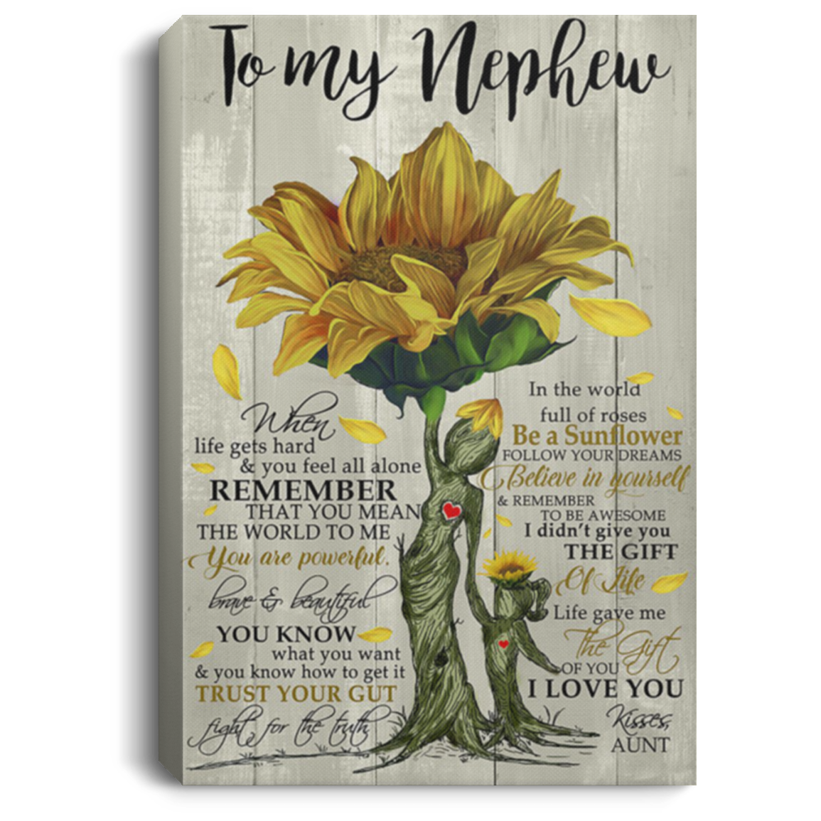 200813BB To My Nephew From Aunt Sunflower Wall Art Canvas For Bedroom Living Room Perfect Birthday Christmas Ideas Great Gift Decoration 8x12 12x18 16x24