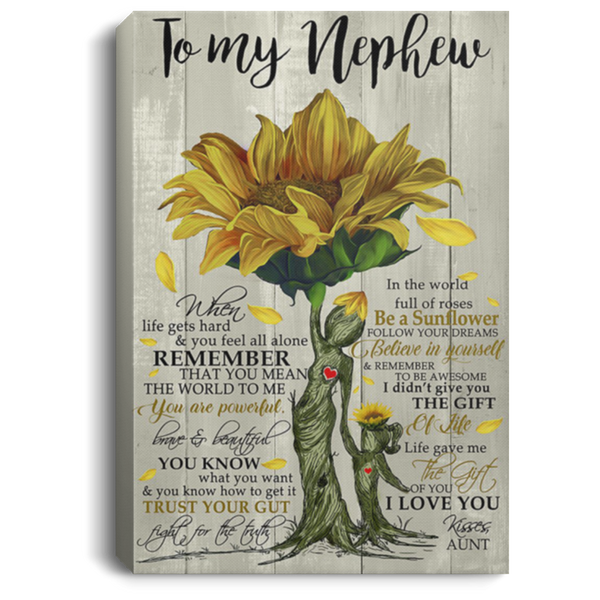 200813BB To My Nephew From Aunt Sunflower Wall Art Canvas For Bedroom Living Room Perfect Birthday Christmas Ideas Great Gift Decoration 8x12 12x18 16x24