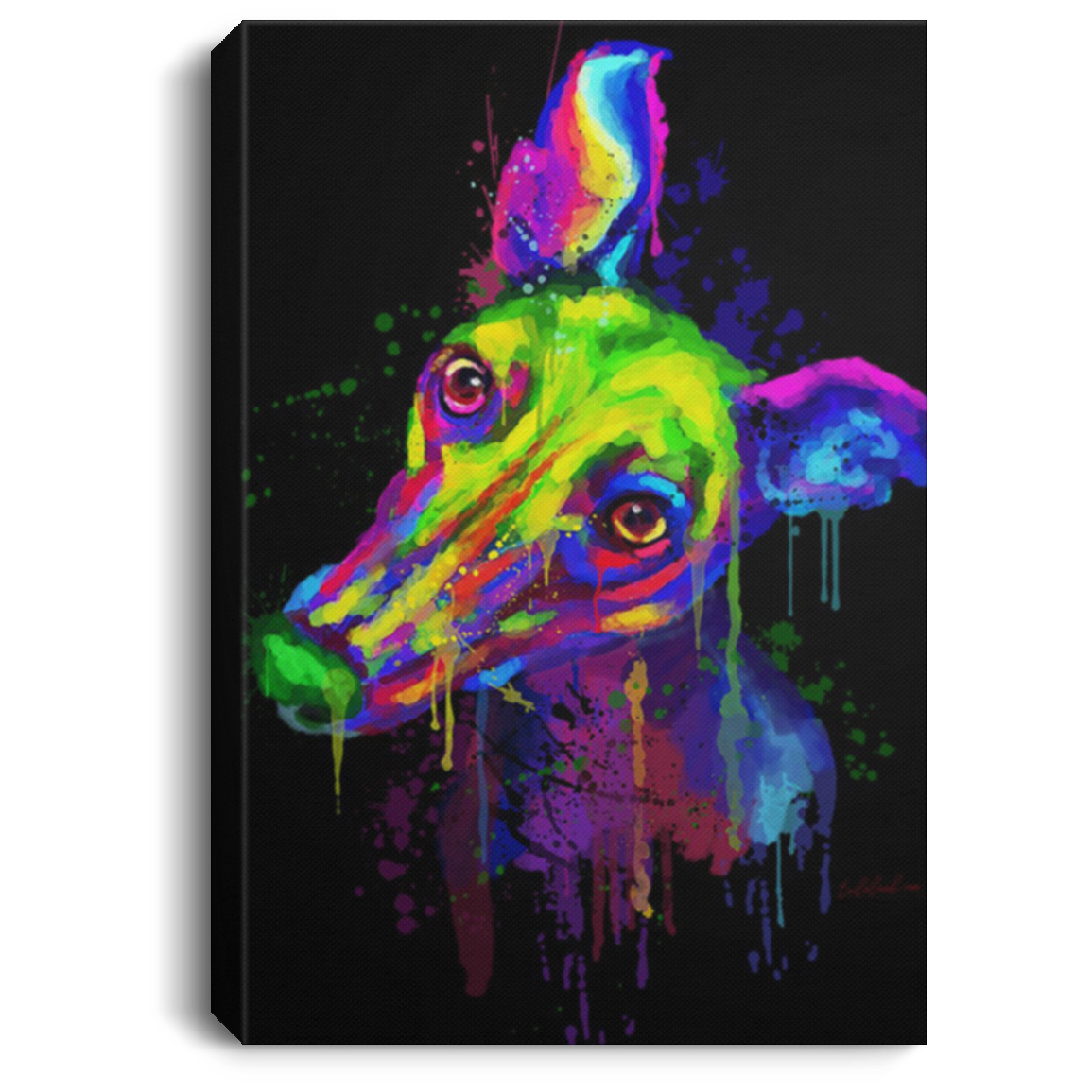 200825G Greyhound Water Color Picture Dog Canvas Wall Art Gift For Men Women On Birthday Christmas Wrapped Ready To Hang 8x12 12x18 16x24