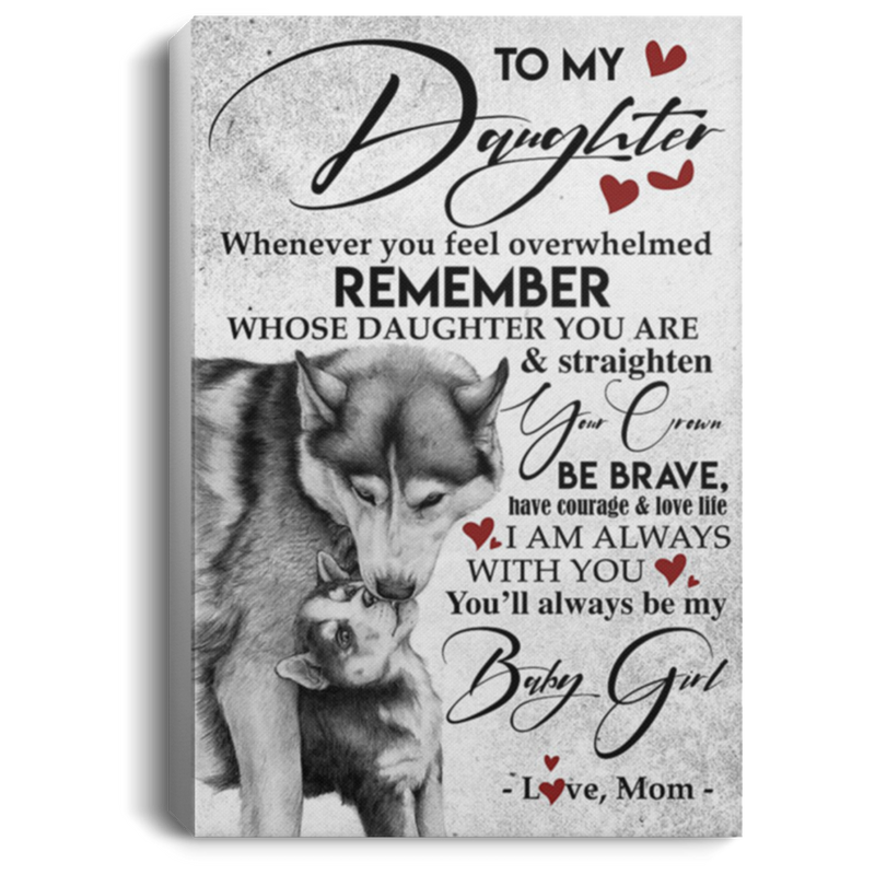 200813BB To My Daughter Love Mom Wolf Wall Art Canvas For Bedroom Awesome Birthday Christmas Ideas Great Gift Decoration 8x12 12x18 16x24