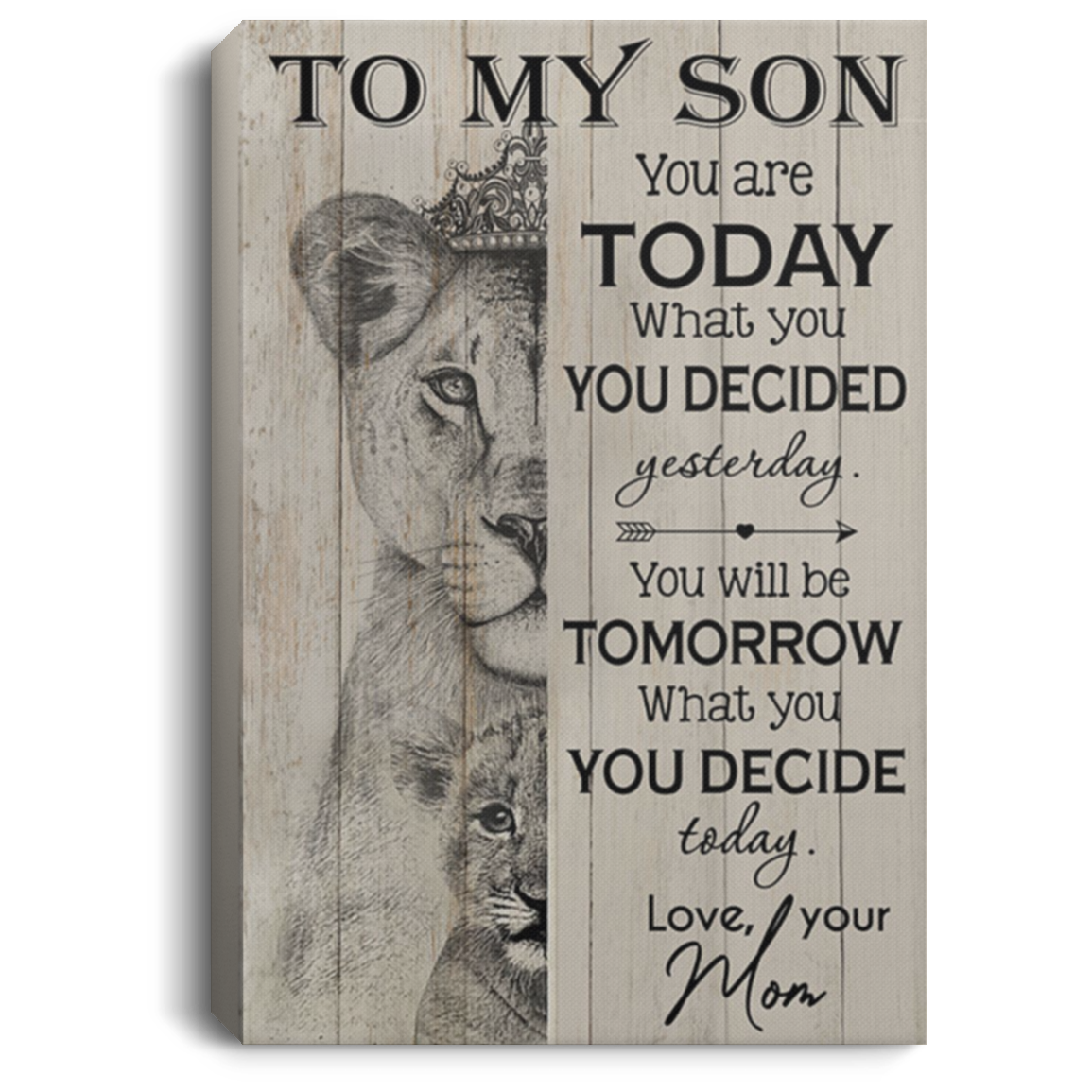200813BB To My Son Love Mom Lion Wall Art Canvas Home Perfect Birthday Christmas Ideas Great Gift Decoration 8x12 12x18 16x24