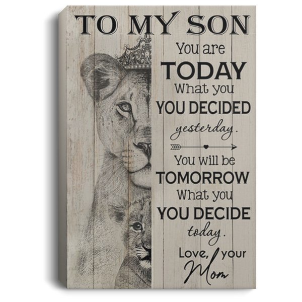 200813BB To My Son Love Mom Lion Wall Art Canvas Home Perfect Birthday Christmas Ideas Great Gift Decoration 8x12 12x18 16x24