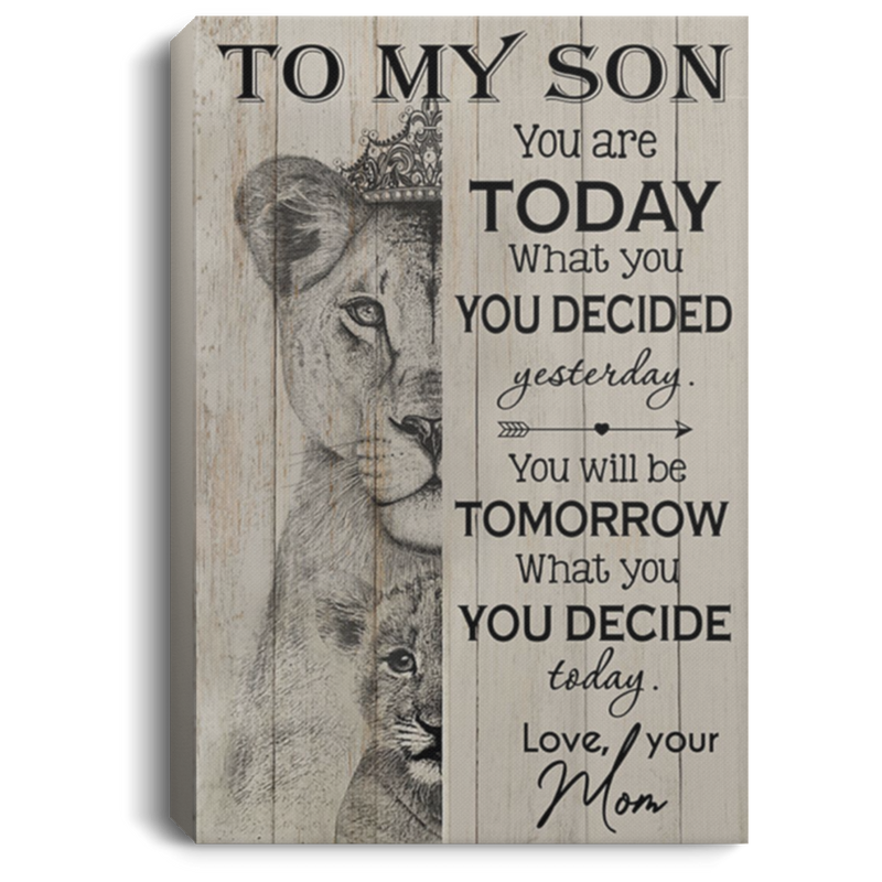 200813BB To My Son Love Mom Lion Wall Art Canvas Home Perfect Birthday Christmas Ideas Great Gift Decoration 8x12 12x18 16x24