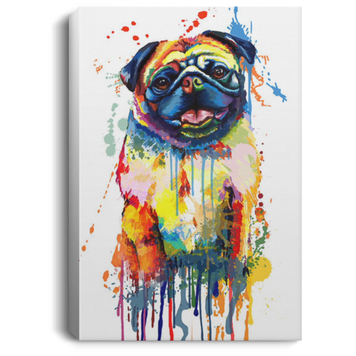 200822H Pug Water Colorful Canvas Poster Wall Art Picture Gift For Men Women On Birthday Xmas Anniversary Wrapped Ready To Hang 8x12 12x18 16x24