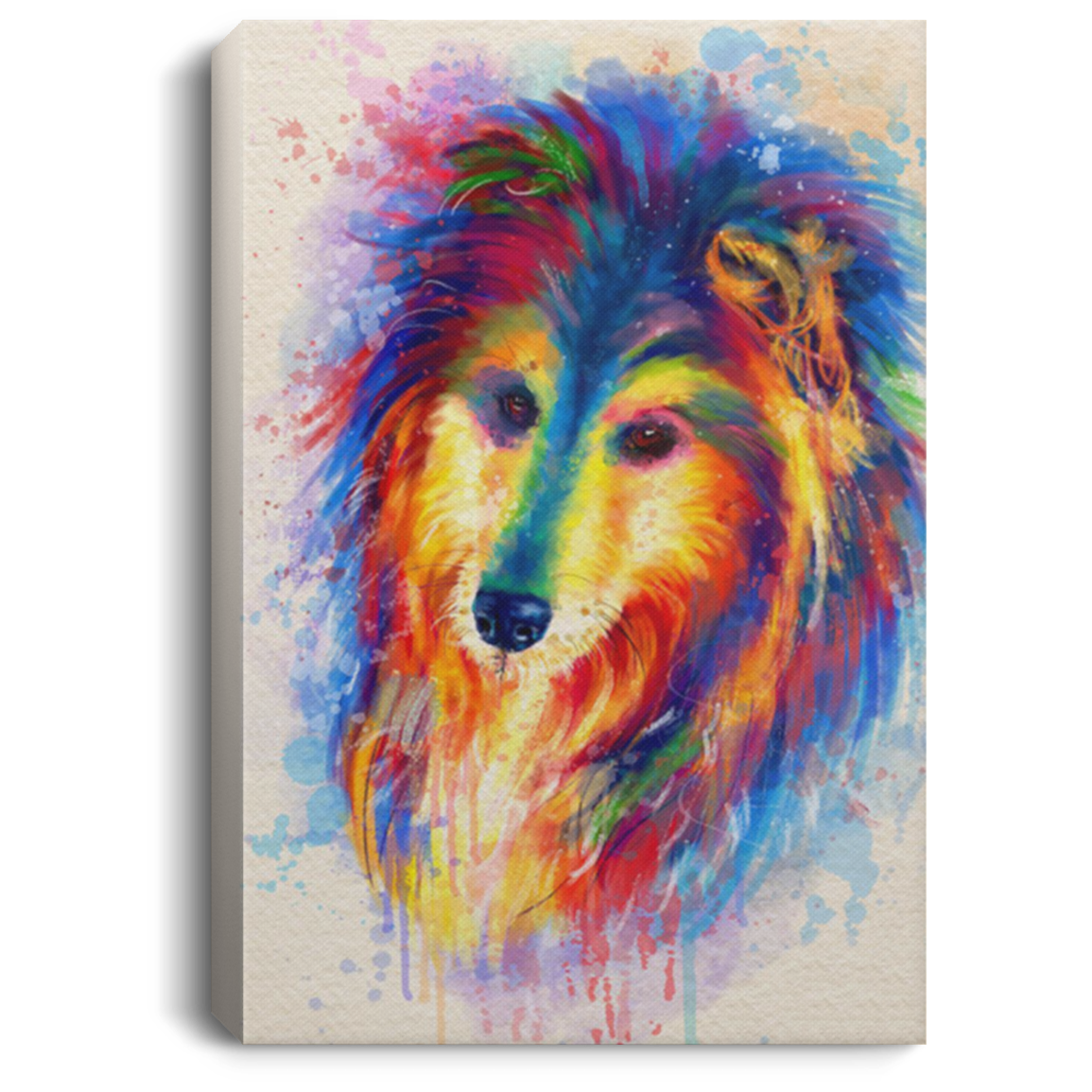 200825G Canvas Wall Art Face Border Collie Water Color Canvas Wall Art Print Picture Perfect Birthday Christmas Ideas Great Gift Decoration 8x12 12x18 16x24