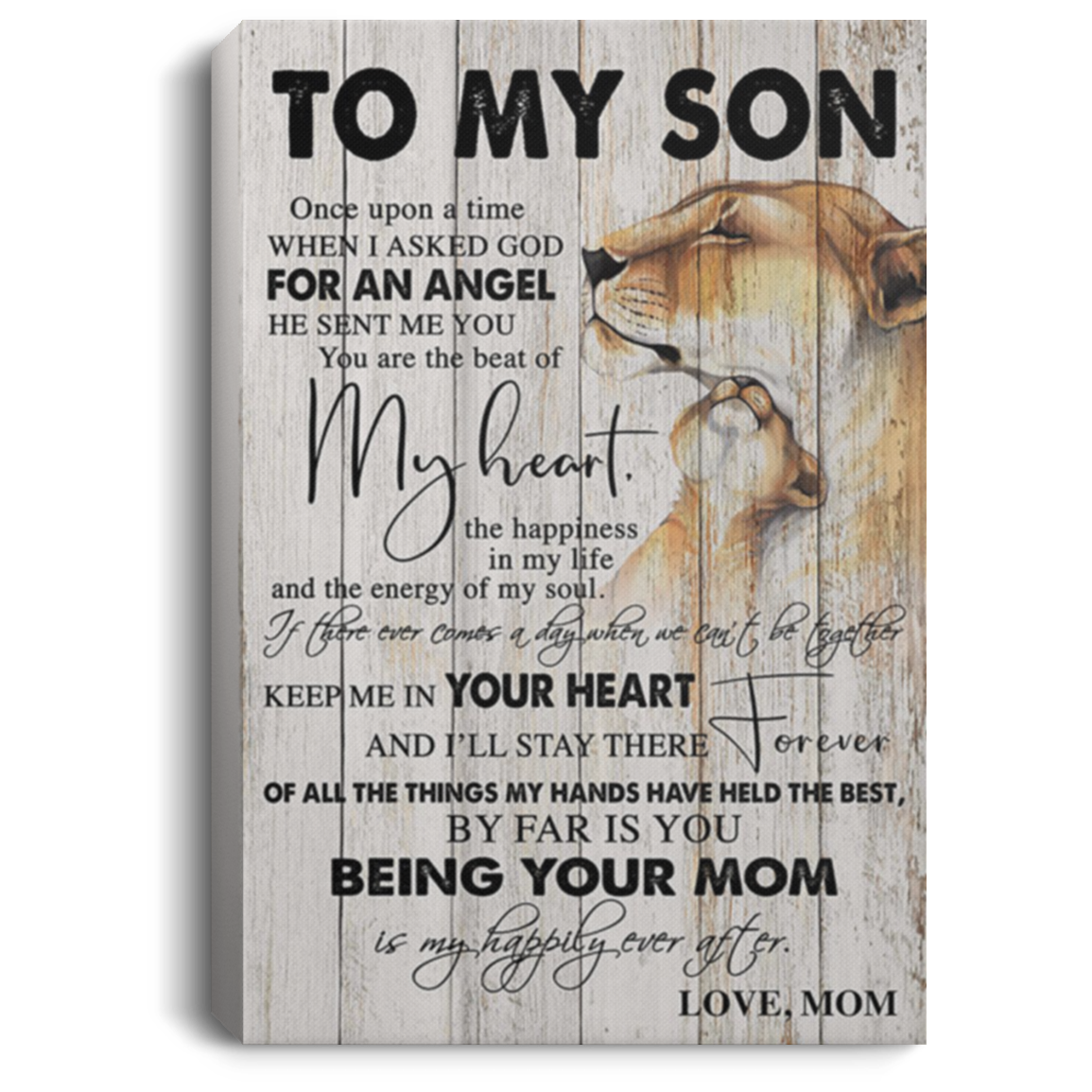 200813BB To My Son Love Mom Lion Wall Art Canvas Prints Perfect Birthday Ideas Great Gift Decoration 8x12 12x18 16x24