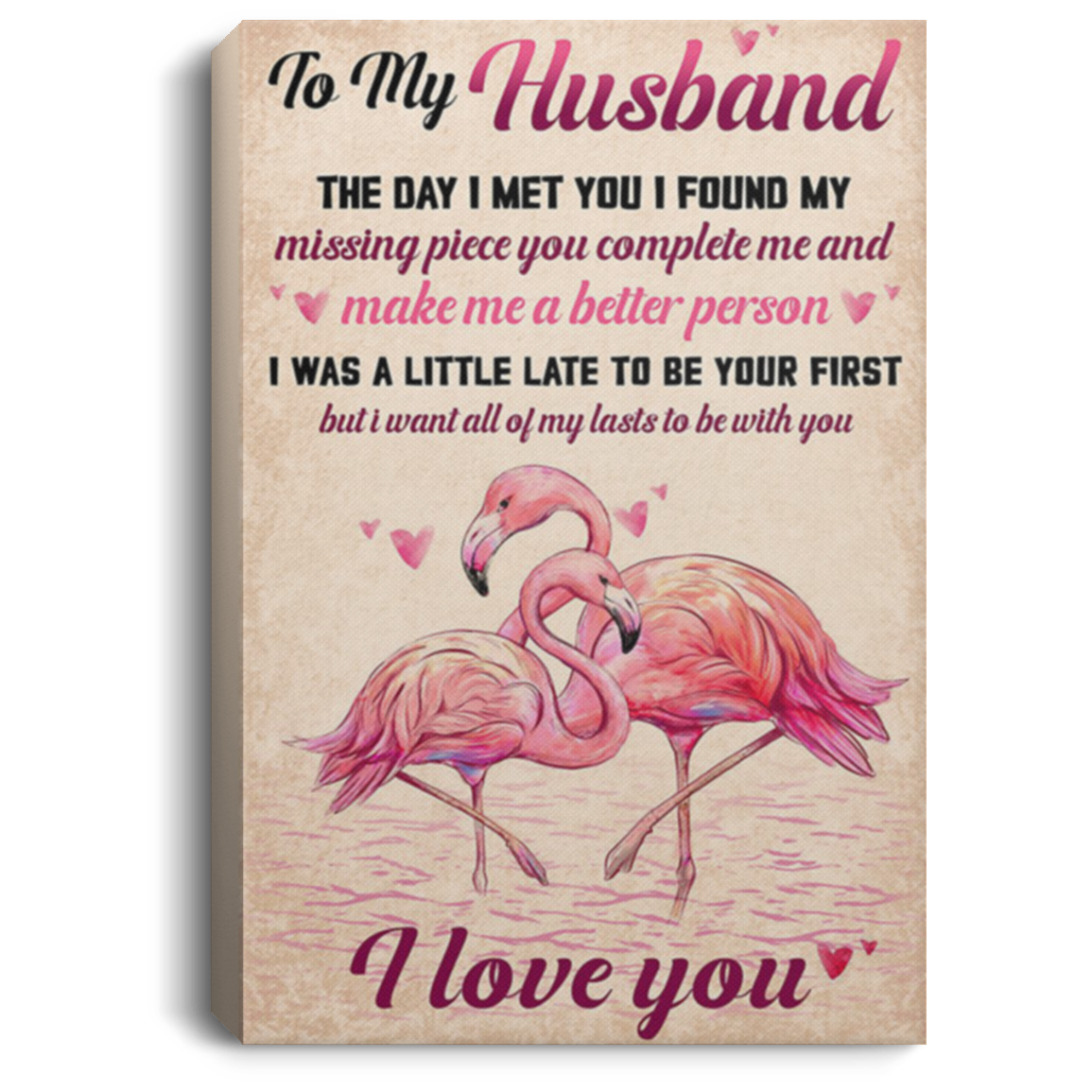 200813BB Flamingo Husband Family Canvas Wall Decor Bedroom Living Room - The Day I Met You I Found My Missing Piece Poster Gift On Birthday Christmas Valentine's Day
