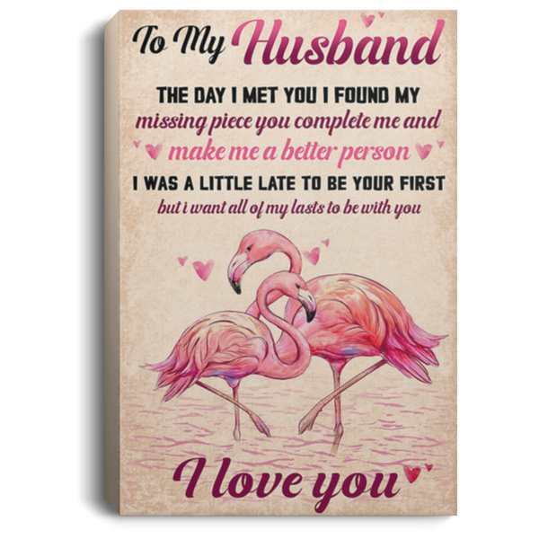 200813BB Flamingo Husband Family Canvas Wall Decor Bedroom Living Room - The Day I Met You I Found My Missing Piece Poster Gift On Birthday Christmas Valentine's Day