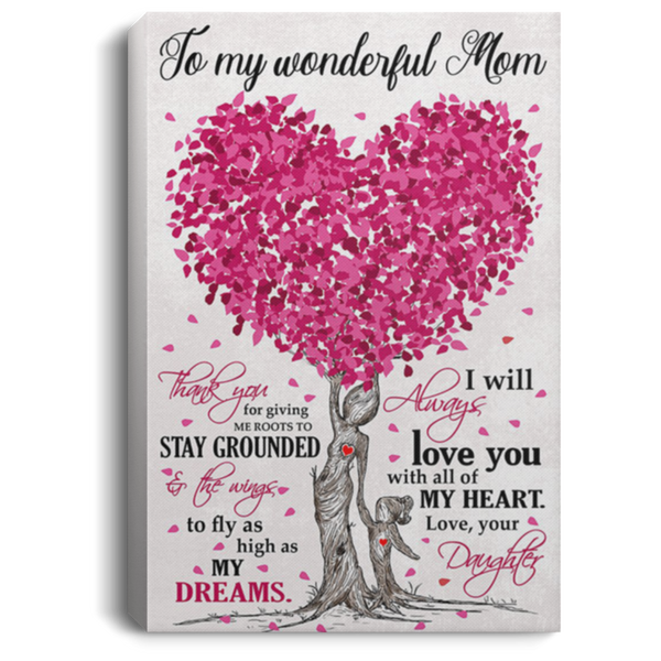 200813BB To My Wonderful Mom Love Daughter Tree Wall Art Canvas Vertical - Awesome Birthday Ideas Great Gift Decoration 8x12 12x18 16x24