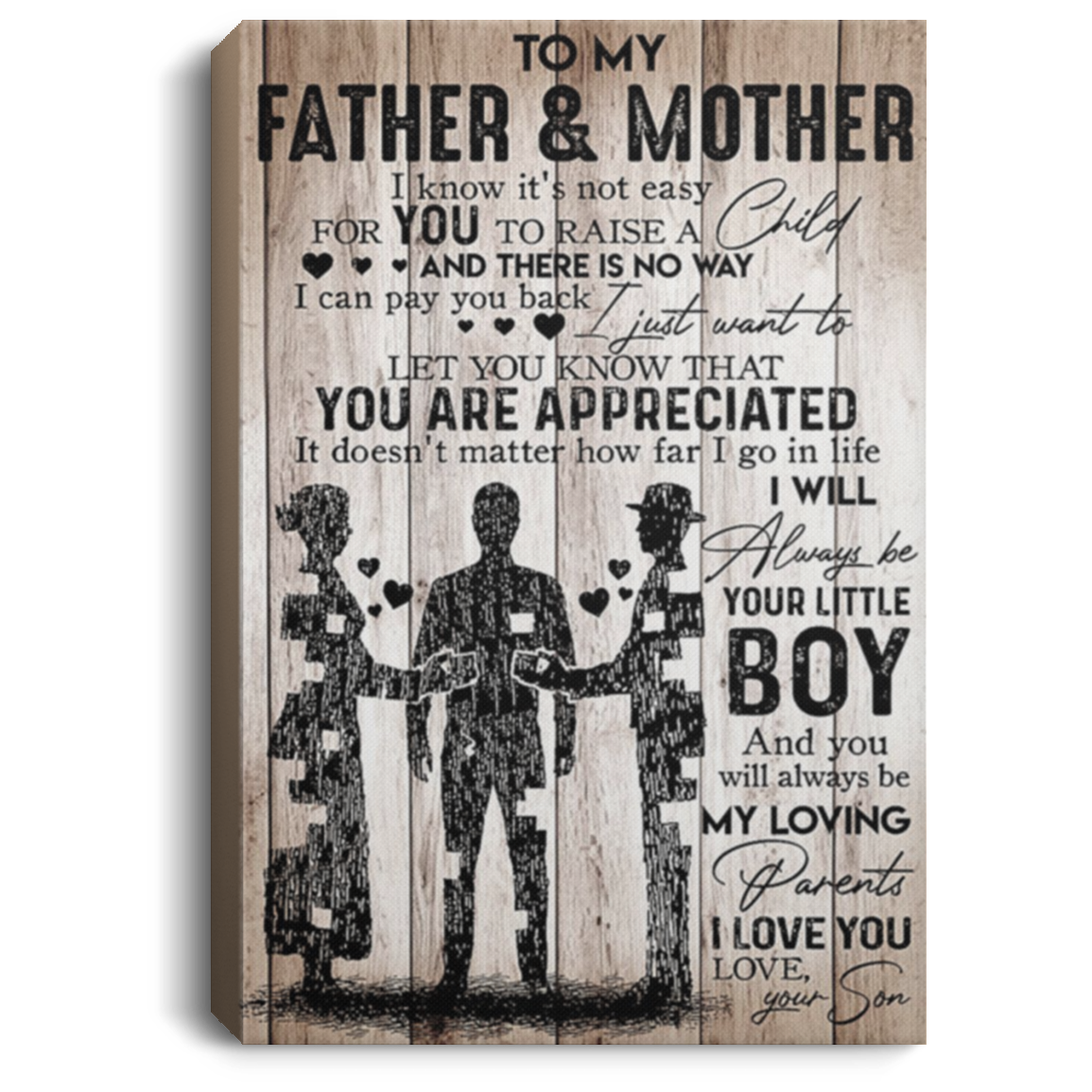 200813BB Family Canvas Art To My Father & Mother From Son Perfect Birthday Christmas Ideas Great Gift Decoration 8x12 12x18 16x24