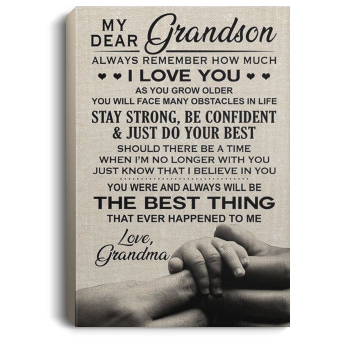 200813BB Vintage Poster Canvas Wall Art My Dear Grandson From Grandma Perfect Birthday Christmas Ideas Great Gift Decoration 8x12 12x18 16x24