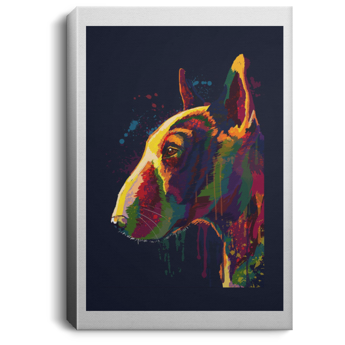 200822H Bull Terrier Water Colorful Canvas Poster Unique Art Best Gift For Men Women On Birthday Christmas Wrapped Ready To Hang 8x12 12x18 16x24