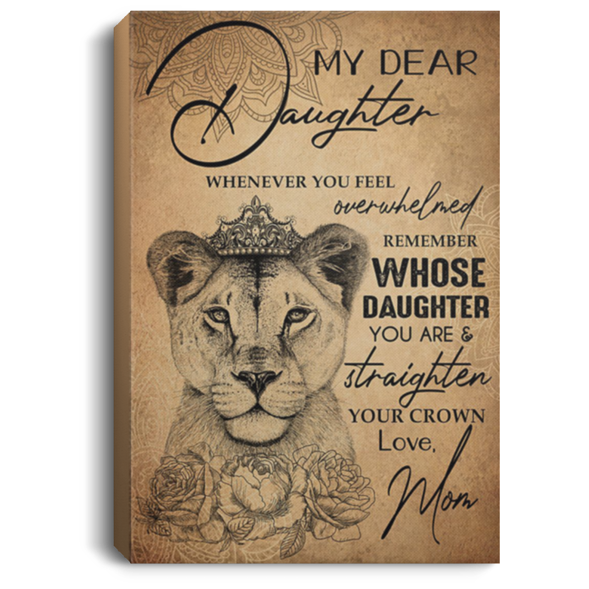 200813BB My Dear Daughter Whenever You Feel Overwhelmed Remember Whose Daughter Canvas Inspirational Wall Art Ideas Great Gift Decoration 8x12 12x18 16x24