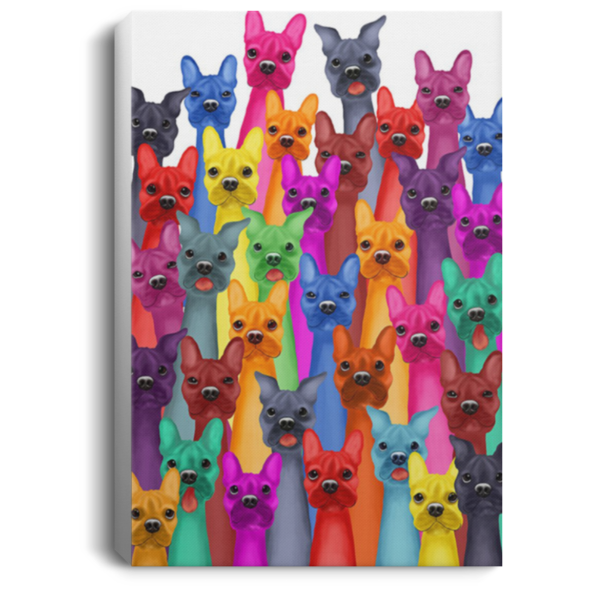 200822H French Bulldog Multi Color Art Print Picture Wrapped Framed Canvas Ready To Hang 8x12 12x18 16x24