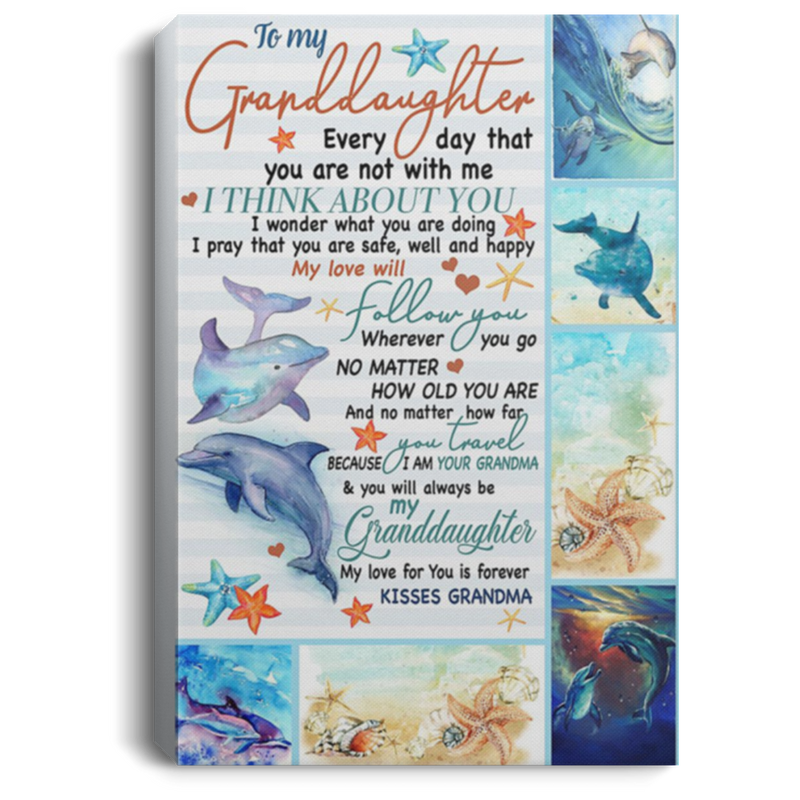 200813BB Canvas Posters For Walls To My Granddaughter Dolphin From Grandma Awesome Birthday Anniversary Christmas Ideas Great Gift Decoration 8x12 12x18 16x24