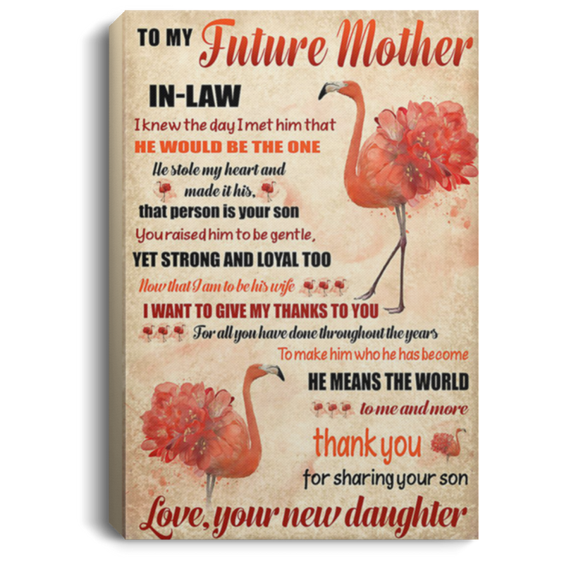 200813BB To My Future Mother In Law Flamingo Family Canvas Wall Art For Living Room Bedroom - Thank You For Sharing Your Son From New Daughter