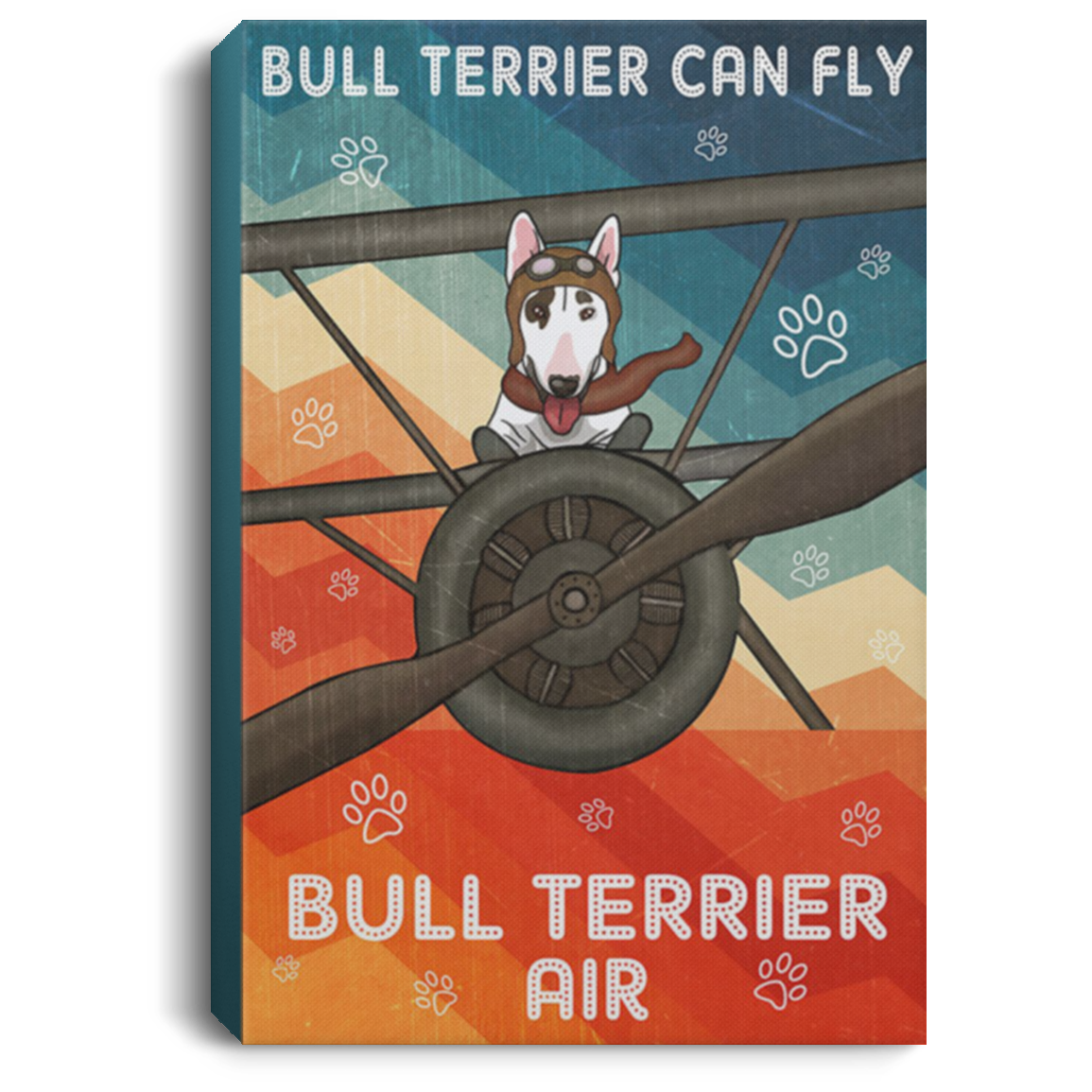 200822H Bull Terrier Can Fly Wall Art Canvas For Bedroom Living Room office Wrapped Ready To Hang 8x12 12x18 16x24