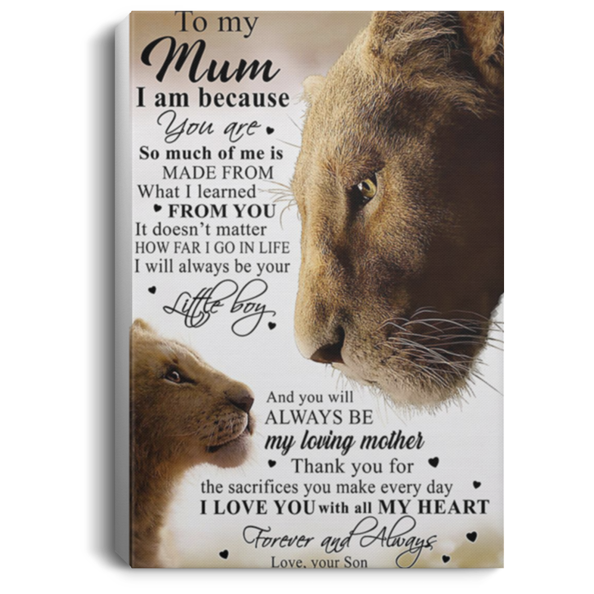 200813BB Canvas Posters For Walls - To My Lion Mum From Son Perfect Birthday Christmas Ideas Great Gift Decoration 8x12 12x18 16x24