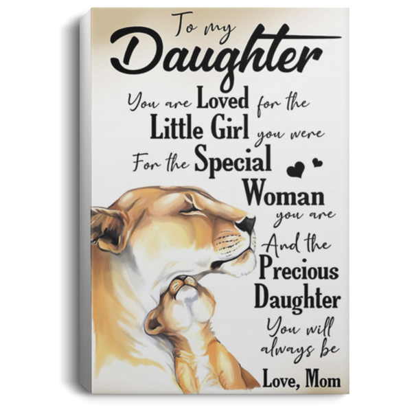 200813BB To My Daughter Love Mom Lion Canvas Wall Art Poster Print Awesome Birthday Christmas Ideas Great Gift Decoration 8x12 12x18 16x24