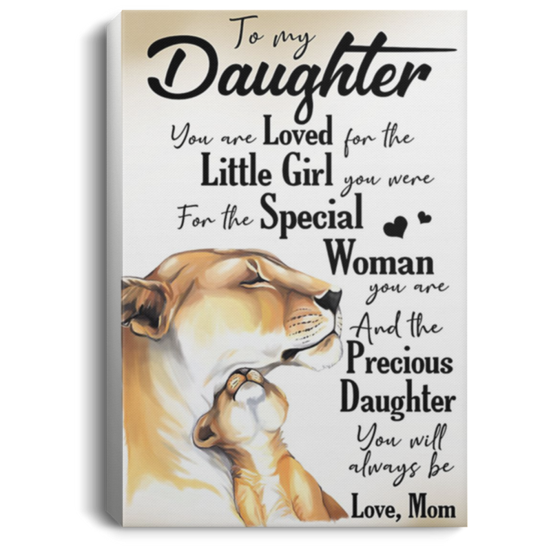 200813BB To My Daughter Love Mom Lion Canvas Wall Art Poster Print Awesome Birthday Christmas Ideas Great Gift Decoration 8x12 12x18 16x24