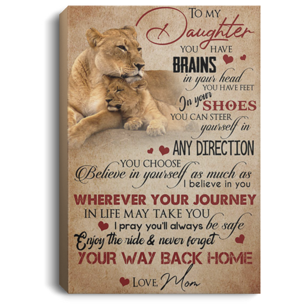 200813BB To My Daughter From Mom Lion Family Wall Art Canvas Vertical Perfect Birthday Christmas Ideas Great Gift Decoration 8x12 12x18 16x24