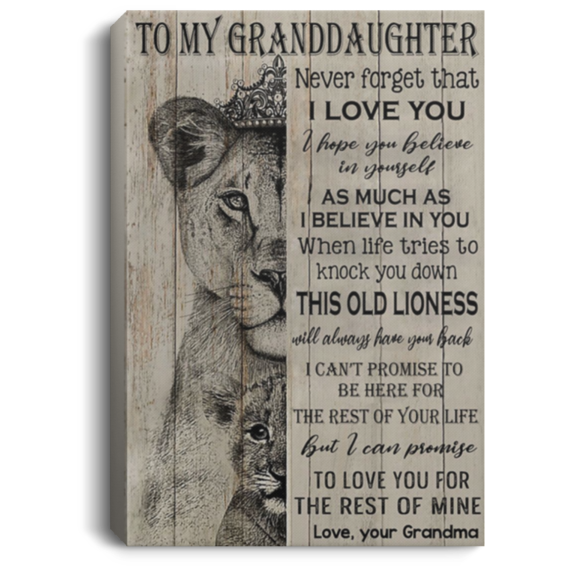 200813BB Lion Granddaughter Wrapped Framed Canvas Poster I Hope Believe In Yourself As Much As I Believe In You Poster Gift From Grandma