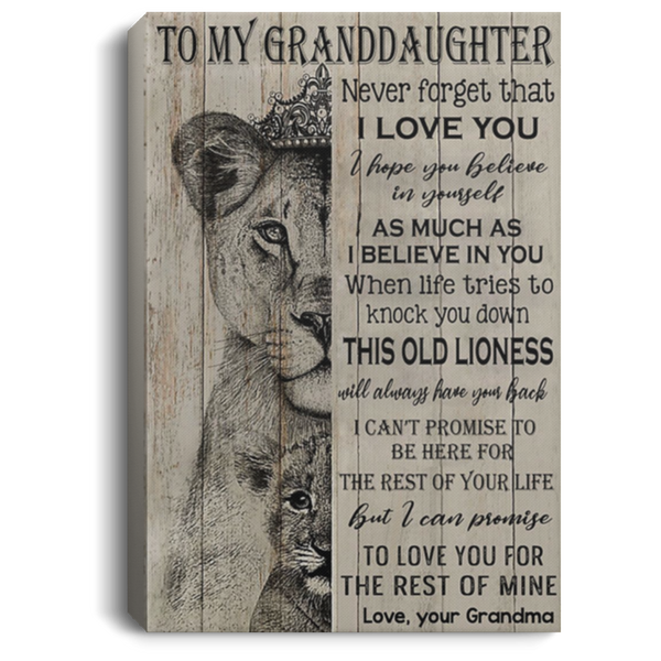 200813BB Lion Granddaughter Wrapped Framed Canvas Poster I Hope Believe In Yourself As Much As I Believe In You Poster Gift From Grandma