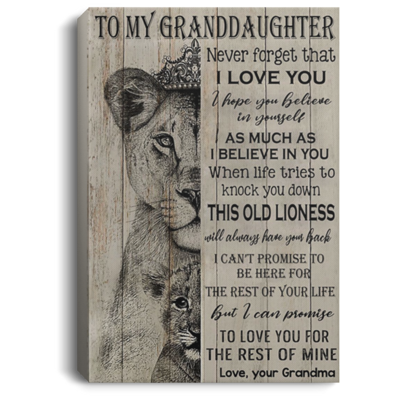 200813BB Lion Granddaughter Wrapped Framed Canvas Poster I Hope Believe In Yourself As Much As I Believe In You Poster Gift From Grandma