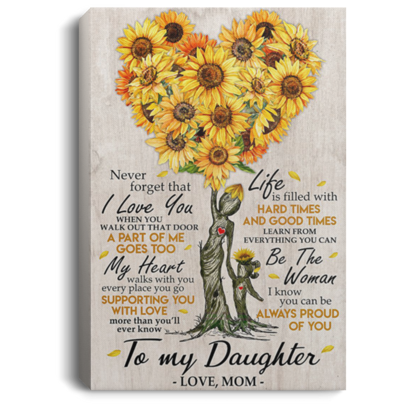 200813BB To My Daughter From Mom Sunflower & Tree Canvas Poster Wall Art Awesome Birthday Christmas Ideas Great Gift Decoration 8x12 12x18 16x24