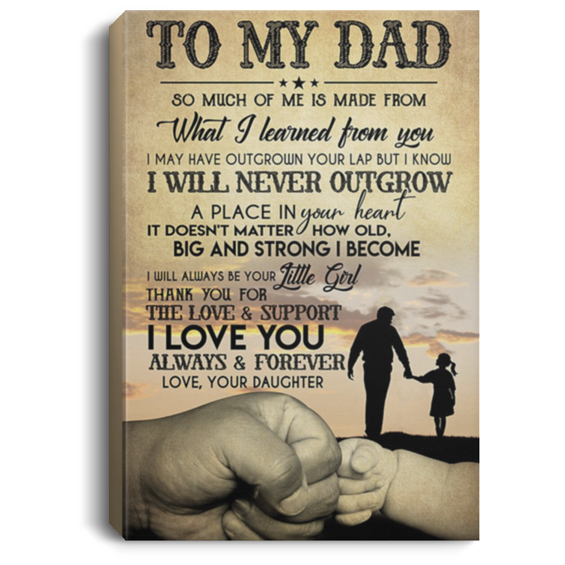 200813BB To My Dad From Daughter Wall Art Canvas Custom Awesome Birthday Christmas Ideas Great Gift Decoration 8x12 12x18 16x24